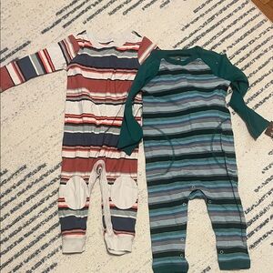 Tea Collection Striped Footies - Red, Blue, Green